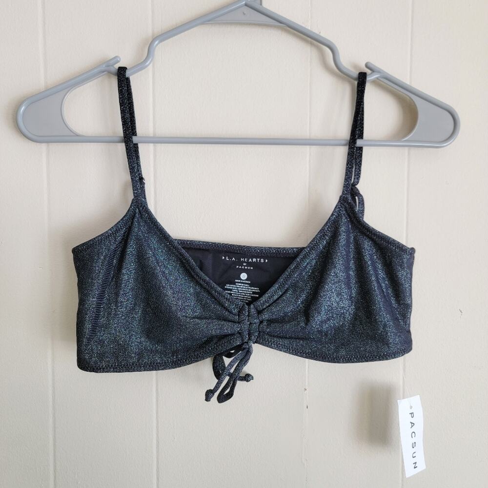 Pacsun La Hearts Metallic Black Bikini Top